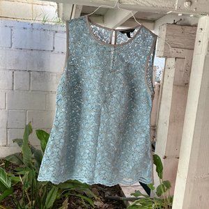 Banana Republic Light Blue Lace Blouse Tank Sleeveless Size S